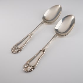 A Pair of Amston Sterling Silver Gladstone Pattern Spoons