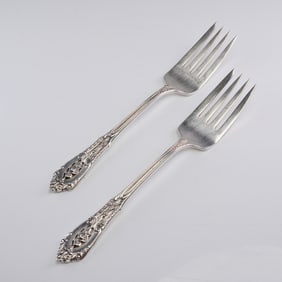 A Pair of Wallace Rose Point Sterling Silver Forks