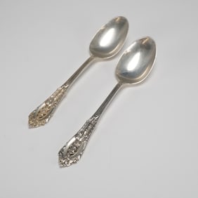 A Pair of Wallace Rose Point Sterling Silver Teaspoons