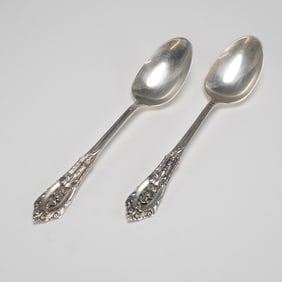 A Pair of Wallace Sterling Silver Spoons in the Sir Christopher Pattern