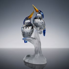 Swarovski Crystal Figurine Malachite Kingfishers