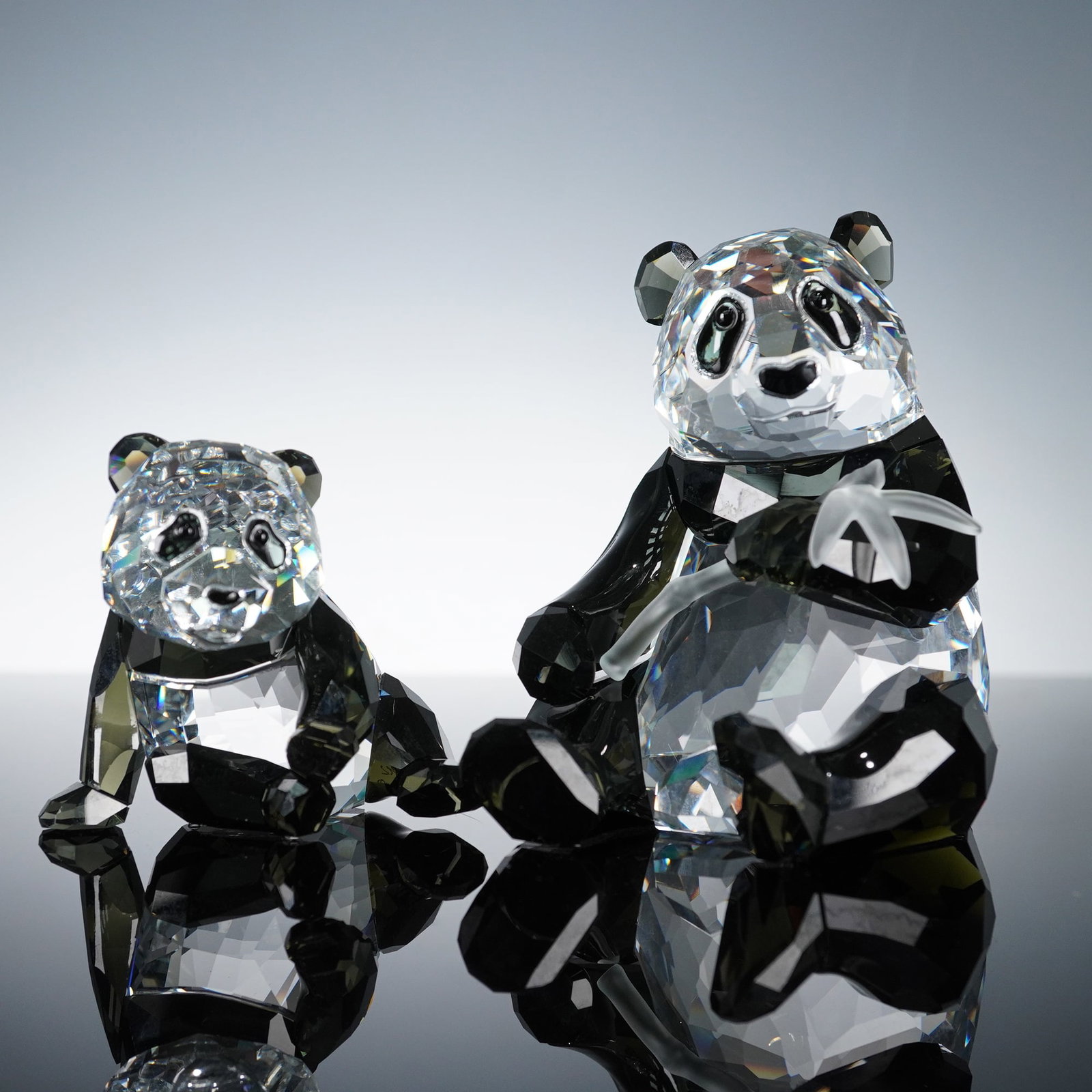 A Pair of Swarovski Crystal Panda Mother and Cub Figurines (1 of 4)