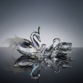 A Trio of Swarovski Crystal Iconic Swan Figurines