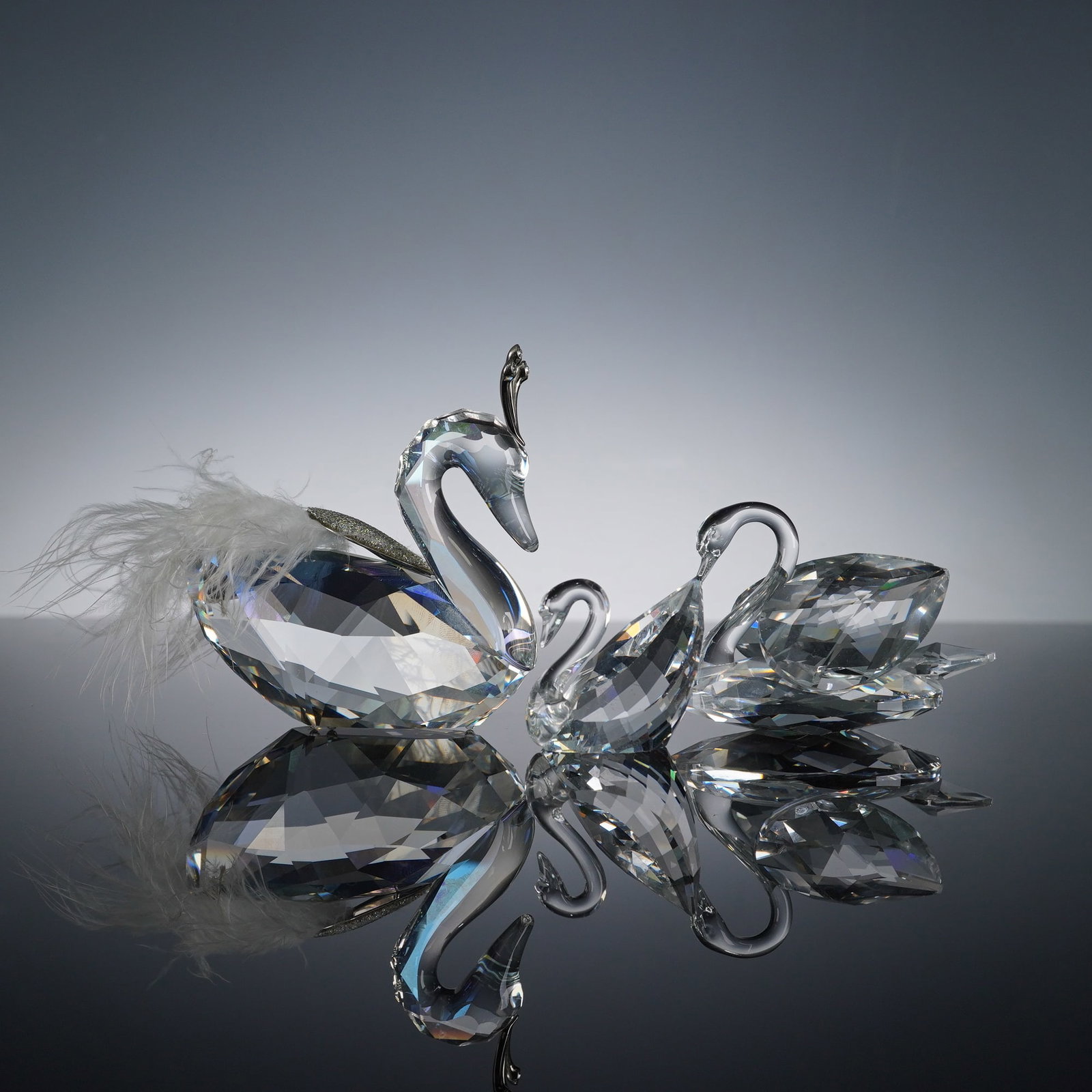A Trio of Swarovski Crystal Iconic Swan Figurines (1 of 4)