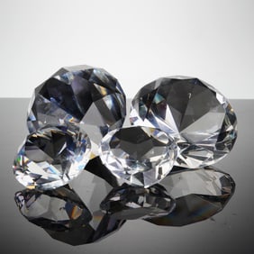 4 Crystal Diamond-Form Paperweights Including Tiffany & Co. and Swarovski