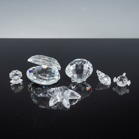 A Collection of Six Swarovski Crystal Sea Figures