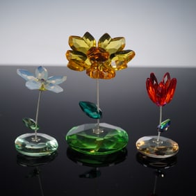 Three Swarovski Crystal Paradise Flower Figurines
