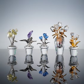 5 Swarovski Crystal Memories Miniature Potted Flowers
