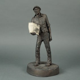 Michael Garman Bronzetone Sculpture, Newsman