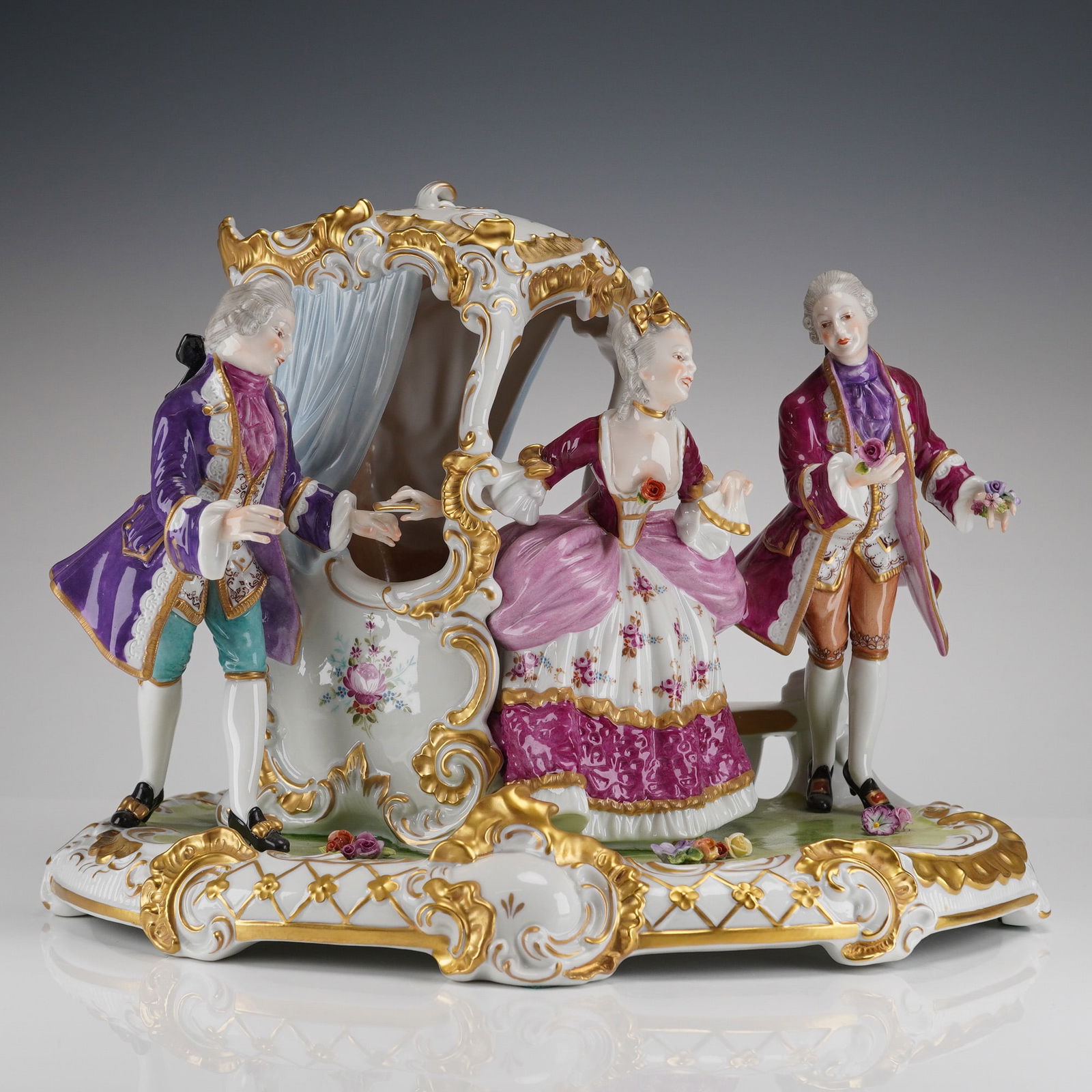 Unterweissbach Dresden Porcelain Group , Noblewoman Exiting Carriage (1 of 5)