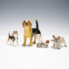 4pc Porcelain Dog Figurines, Shiken & German