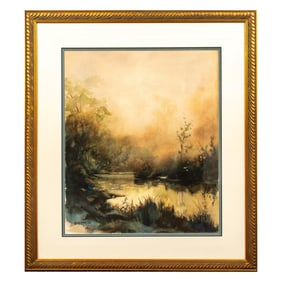 Edwin Metz, Large Original Watercolor on Paper, Signed