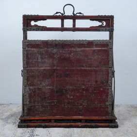 Antique Chinese Tiered Wedding Chest with Iron Hardware