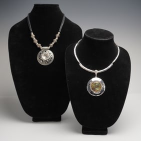 Two Modern and Traditional Style Pendant Necklaces