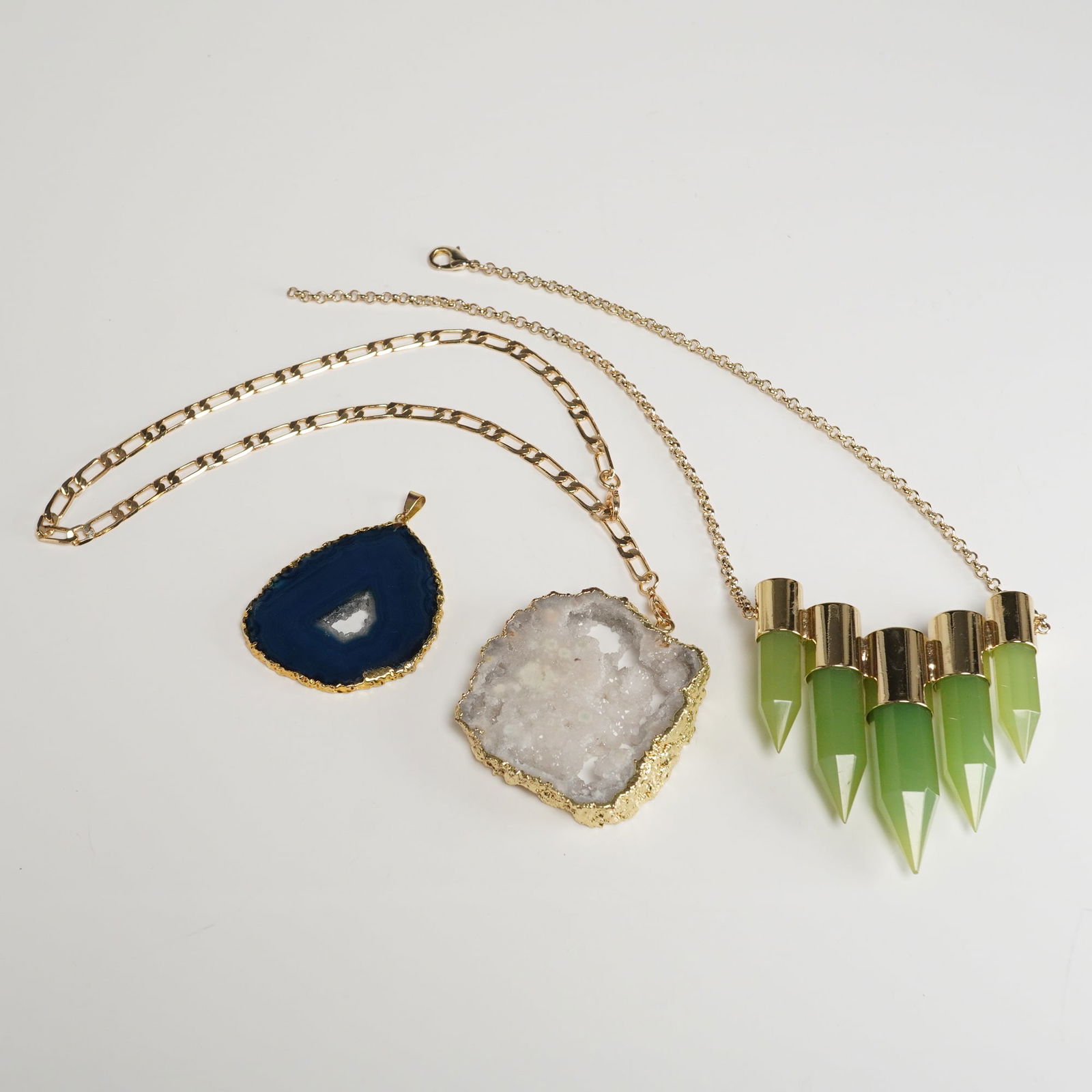 A Trio of Contemporary Raw Stone Necklaces and Pendant (1 of 5)