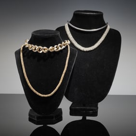A Collection of Four Contemporary Mixed-Tone Chain Necklaces