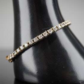 Gold Vermeil Sterling Silver and Cubic Zirconia Tennis Bracelet