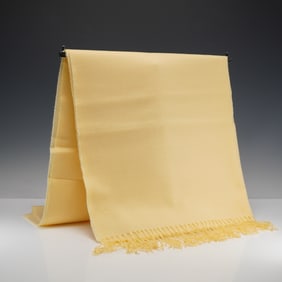 Pale Yellow Woven Fringe Scarf