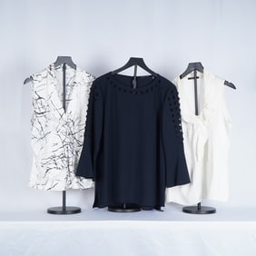 3pc Tahari Long and Sleeveless Silk Blend Blouses