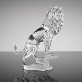 Swarovski Crystal Figurine Lion Standing on a Rock, Model 269377