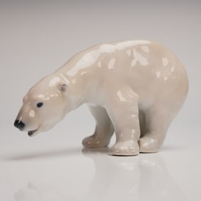 Royal Copenhagen Porcelain Polar Bear Figurine No. 1137 by Knud Kyhn