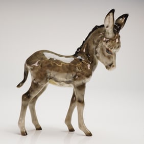 Hutschenreuther Vintage West German Glazed Ceramic Baby Donkey Figurine