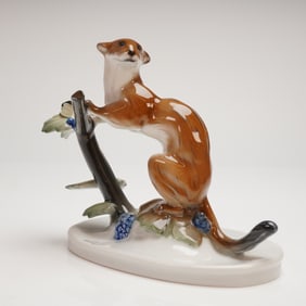 Rosenthal Hand-Painted Glazed Porcelain Weasel Figurine