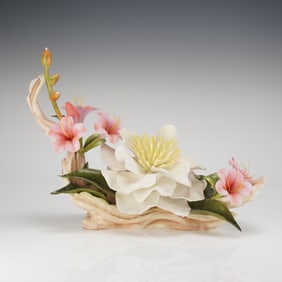 Boehm Limited Issue Bone Porc. White Empress Camellia w/ Azalea Sculpture