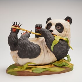 Edward Marshall Boehm Bone Porcelain Reclining Giant Panda Figurine