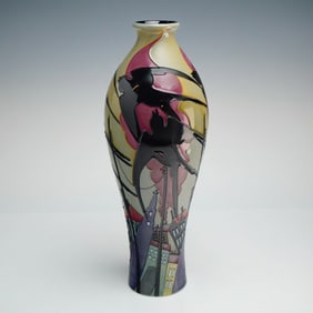 Moorcroft Pottery Vase, Swallows in Smoke