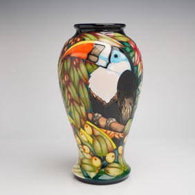 Moorcroft Pottery by Sian Leeper Vase, Chapada Toucan