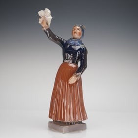 Dahl Jensen Porcelain Figurine, Waving Fano Girl, Model 1325