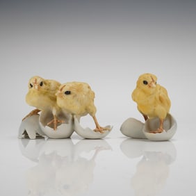 A Pair of Tay Italy Porcelain Baby Chick Figurines by Giuseppe Tagliariol