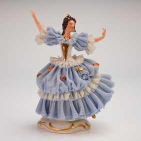 German Dresden Lace Porcelain Dancer Figurine