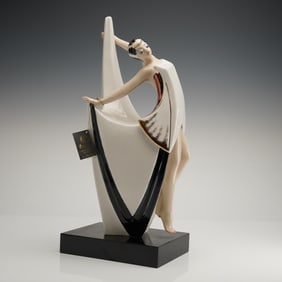 Tengra Art Deco Style Porcelain Figurine of a Dancer