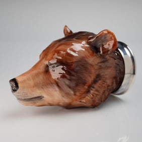 Bloor China Handpainted Bear Head Ceramic Stirrup Cup