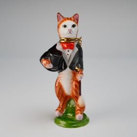 Royale Stratford Hand-Painted Gentleman Cat Trinket Box