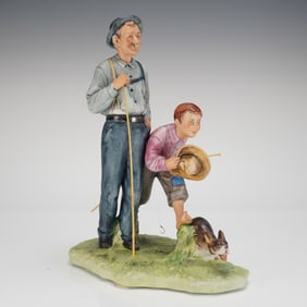 Gorham Norman Rockwell Porcelain Figurine Summer Goin Fishin