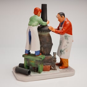 Gorham Norman Rockwell Figurine Fall - Coal Seasons Coming First Ed.
