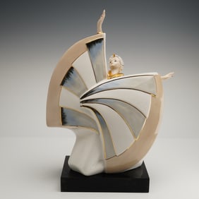 Art Deco Glazed Porcelain Sculpture of a Dancer