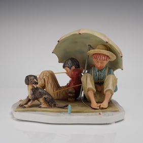 Gorham Porcelain Figurine Norman Rockwell Summer Fishermans Paradise