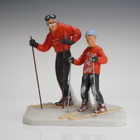 Gorham Norman Rockwell First Edition Winter Ski Skills Figurine