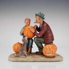 Gorham Norman Rockwells Ghostly Gourds Grand Pals Four Seasons Figurine