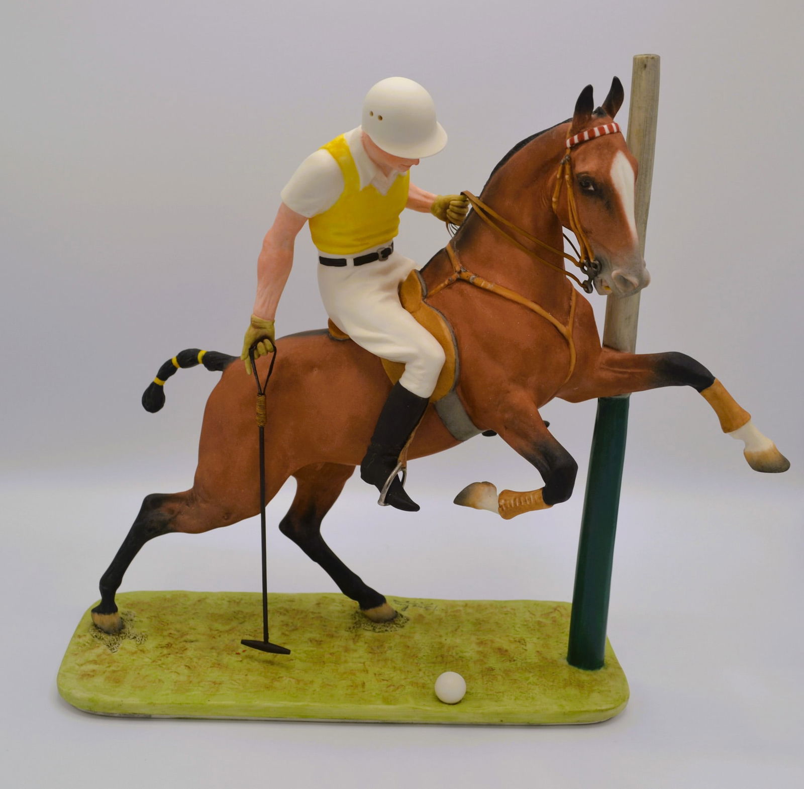 Boehm Porcelain Polo Player Sculpture, 1957, Rare: Bisque Porcelain Decorated, hand created, hand painted by Edward Marshall Boehm, (1913 -1969), Master Artist and Owner of the Boehm Studio in Trenton, New Jersey, USA. Hallmark: 206. (RPC-310). Year: