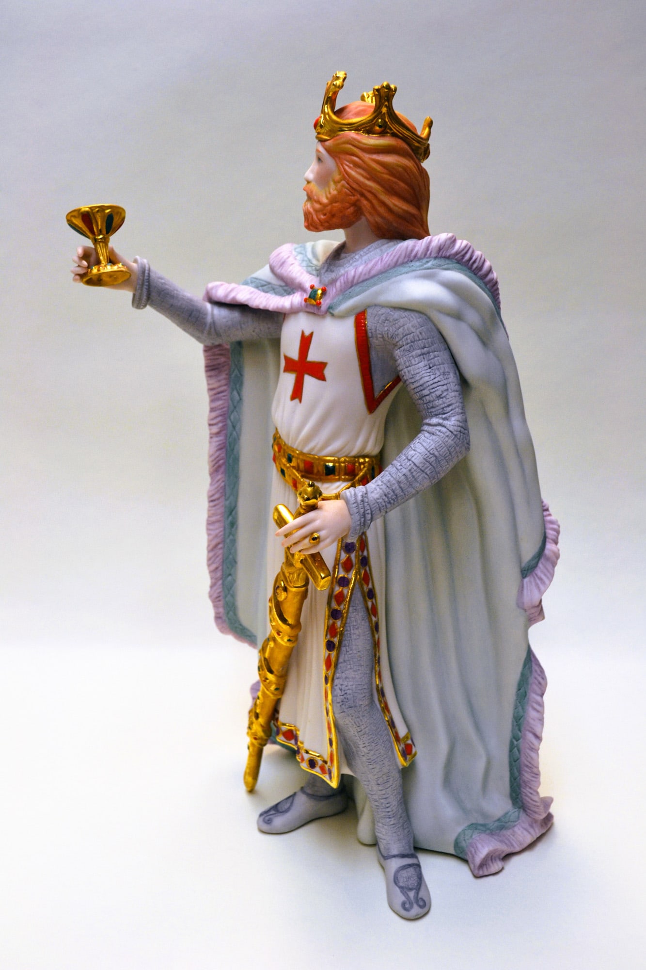 Cybis Porcelain Richard The Lion Heart Sculpture, 1982: Bisque Porcelain Decorated, hand created, hand painted by the Artisans of the Cybis Studio in Trenton, NJ, USA. Featuring the Sculpture of "Richard the LionHeart" one of the finest and most popular fr