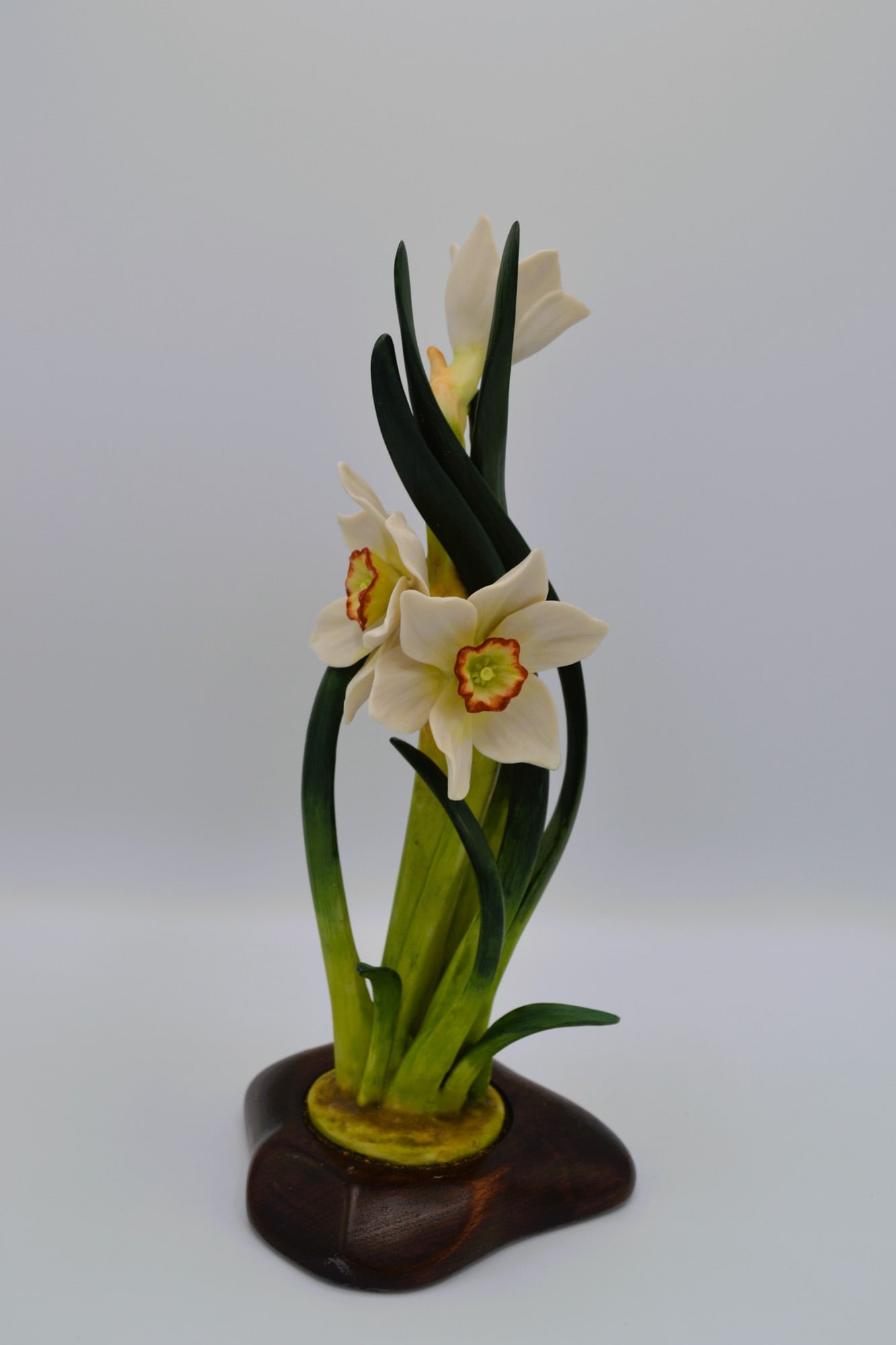 Cybis Porcelain Narcissus Floral Sculpture, 1968, Rare: Bisque Porcelain Decorated, hand created, hand painted by the Artisans of the Cybis Studio. Featuring the Narcissus Floral Sculpture, a Limited Edition of 500 only, from the Birds and Flowers Collecti