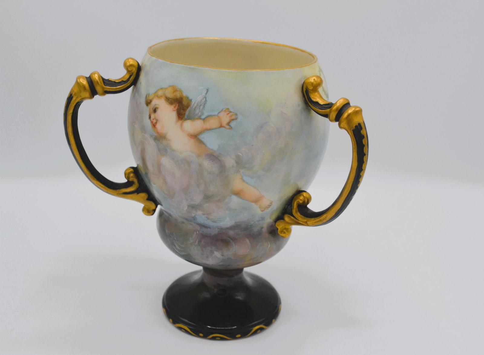 Antique Willets American Belleek Loving Cup w/ Cherubs, 1850-1899 (1 of 4)