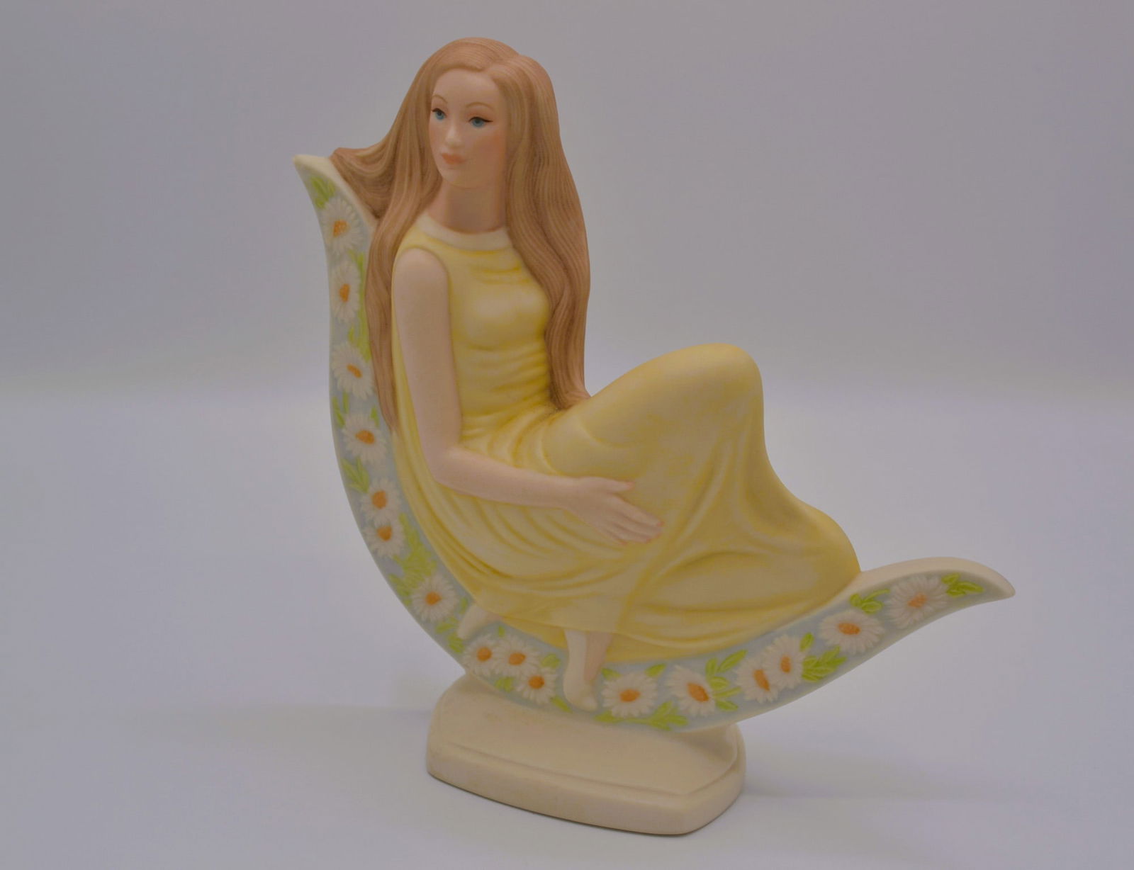 Laszlo Ispanky For Goebel Awakening Sculpture, Signed, LE, 1979: Fine Bisque Porcelain Decorated, hand created and hand painted by Laszlo Ispanky for Goebel, featuring a Limited Edition Figurine of a beautiful girl with fine detail, blue eyes, long flowing hair in