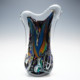 Rollin Karg Dichroic Studio Art Glass Vessel, Dated 2001