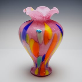 Lavorazione Arte Murano Multicolor Confetti Art Glass Vase